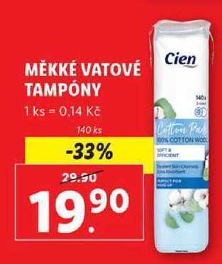 Lidl Měkké vatové tampóny, 140 ks nabídka