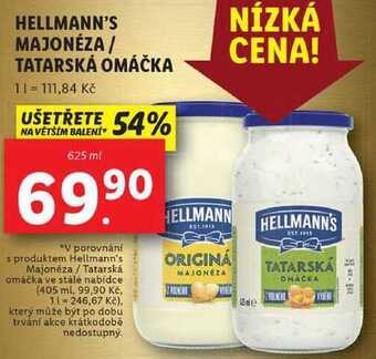Lidl Hellmann's majonéza/tatarská omáčka, 625 ml nabídka