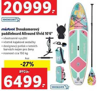 Lidl Dvoukomorový paddleboard allround vivid 10'6 nabídka