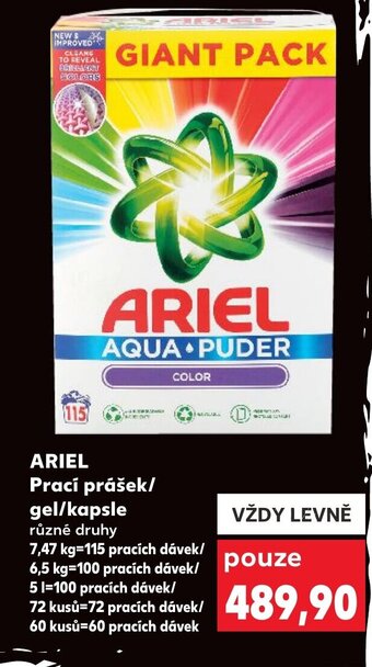 Kaufland ARIEL Prací prášek/ gel/kapsle nabídka