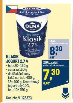Makro Klasik jogurt nabídka