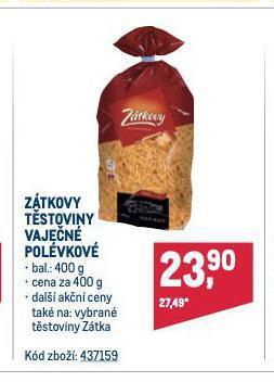Makro Zátkovy vaječné těstoviny nabídka