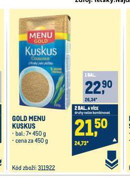 Makro Gold menu kuskus nabídka