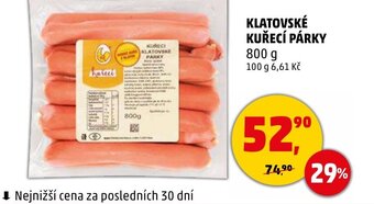Penny Market KLATOVSKÉ KUŘECÍ PÁRKY nabídka