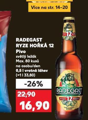 Kaufland Pivo radegast ryze hořká 12 nabídka
