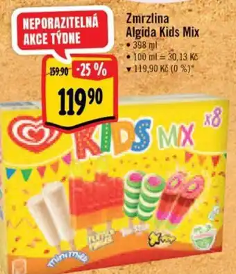 Albert Zmrzlina Algida Kids Mix 398 ml •100 ml = 30,13 Kč nabídka