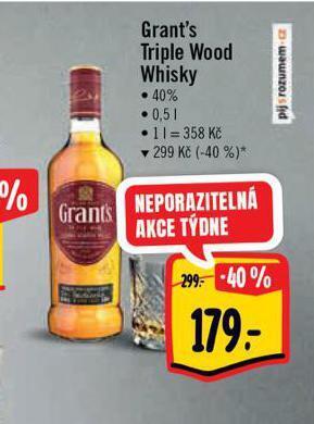Albert Grant's triple wood whisky nabídka