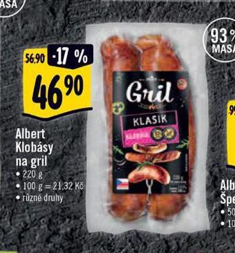Albert Klobásy na gril nabídka
