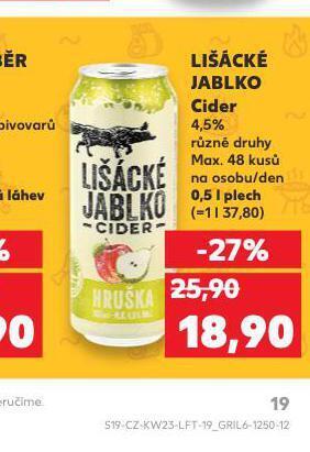 Kaufland Lišácké jablko cider nabídka