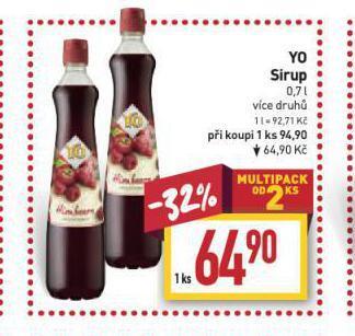 Billa Yo sirup nabídka