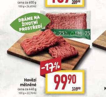 Billa Hovězí mělněné nabídka