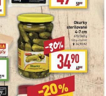Billa Okurky sterilované 4-7 cm nabídka