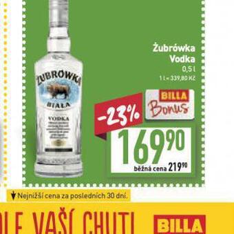Billa Zubrowka vodka nabídka