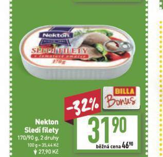 Billa Nekton sledí filety nabídka