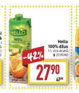 Billa Hello 100% džus nabídka