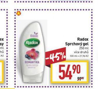 Billa Radox sprchový gel nabídka