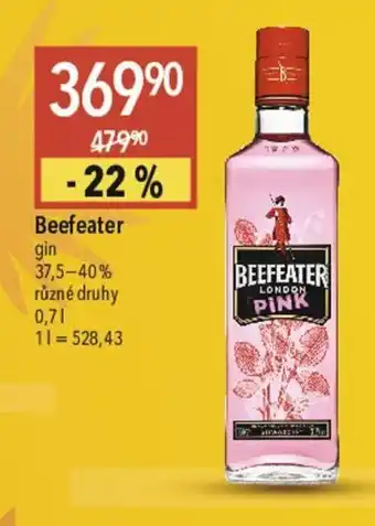 Globus Beefeater gin 37,5-40% různé druhy nabídka