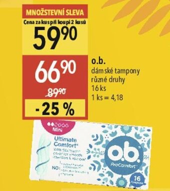 Globus o.b. dámské tampony různé druhy 16 ks nabídka