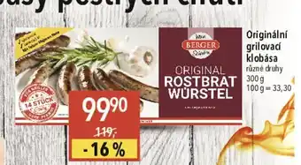 Globus Originální grilovací klobása nabídka