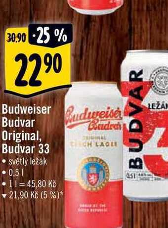 Albert Budweiser budvar original, budvar 33 0,5 l nabídka