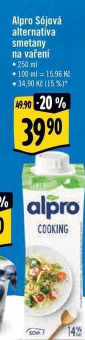 Albert Alpro sójová alternativa smetany na vaření • 250 ml nabídka