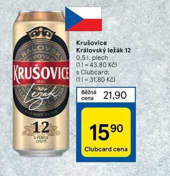 Tesco Krušovice královský ležák 12 0.5 1 nabídka