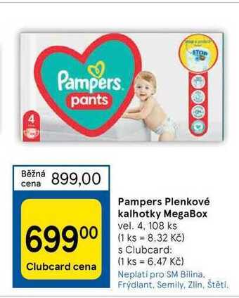 Tesco Pampers plenkové kalhotky megabox vel. 4, 108 ks nabídka