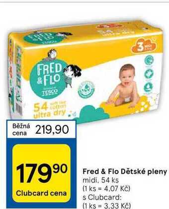 Tesco Fred & flo dětské pleny midi, 54 ks nabídka