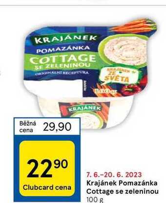 Tesco Krajánek pomazánka cottage se zeleninou 100 g nabídka