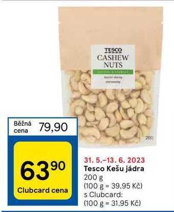 Tesco Tesco kešu jádra 200 g nabídka