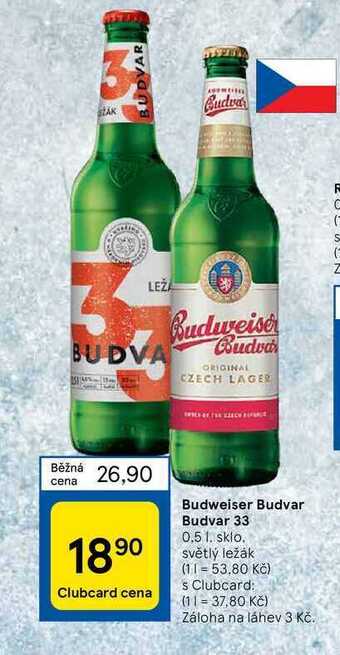 Tesco Budweiser budvar budvar 33 0.5 l nabídka