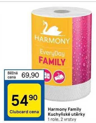 Tesco Harmony family kuchyňské utěrky 1 role, 2 vrstvy nabídka