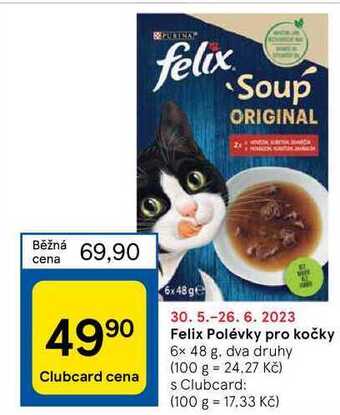Tesco Felix polévky pro kočky 6 x 48 g nabídka