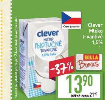 Billa Clever mléko trvanlivé 1,5% 1l nabídka