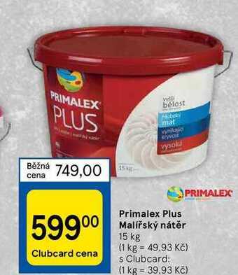 Tesco Primalex plus malířský nátěr 15 kg nabídka