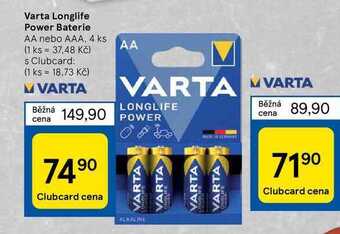 Tesco Varta longlife power baterie nabídka