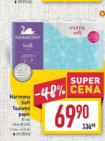 Billa Harmony soft toaletní papír 8 rolí nabídka