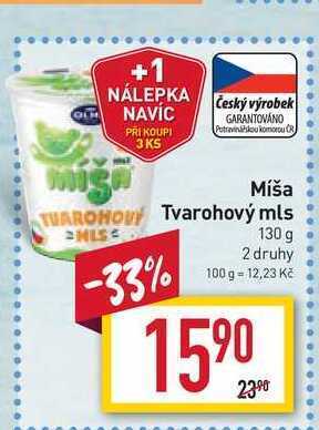 Billa Míša tvarohový mls 130 g nabídka
