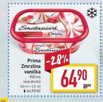 Billa Prima zmrzlina vanička 900 ml nabídka