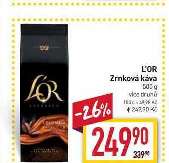 Billa L'or zrnková káva 500g nabídka