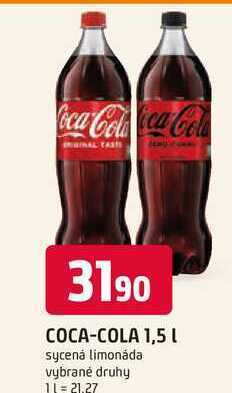 Trefa Coca-cola 1,5l, vybrané druhy 1.5l nabídka