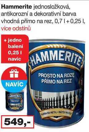 Barvy a laky drogerie Hammerite jednosložková, antikorozní a dekorativní barva vhodná přímo na rez, 0,7l nabídka