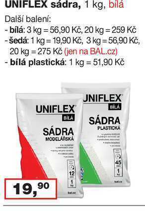 Barvy a laky drogerie Uniflex sádra, 1 kg, bílá nabídka