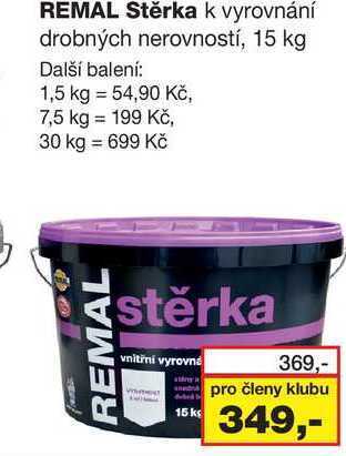Barvy a laky drogerie Remal stěrka k vyrovnání drobných nerovností, 15 kg nabídka
