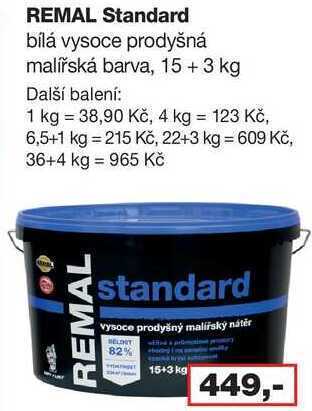 Barvy a laky drogerie Remal standard bílá vysoce prodyšná malířská barva, 15 + 3 kg nabídka