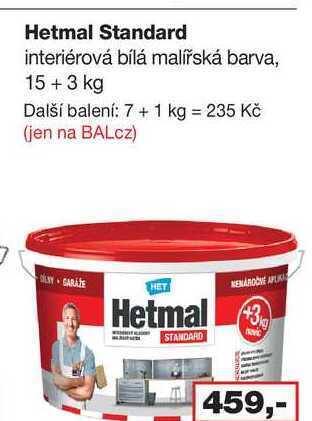 Barvy a laky drogerie Hetmal standard interiérová bílá malířská barva, 15 + 3 kg nabídka