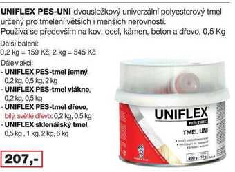 Barvy a laky drogerie Uniflex pes-uni dvousložkový univerzální polyesterový tmel určený pro tmelení větších i menších nerovností. používá se předev nabídka