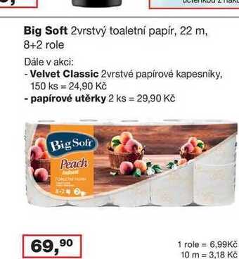 Ráj drogerie Big soft 2vrstvý toaletní papír, 22 m, 8+2 role nabídka