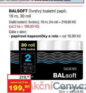 Ráj drogerie Balsoft 2vrstvý toaletní papír, 19 m, 30 rolí nabídka