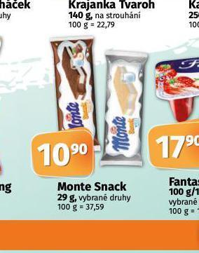 Coop Monte snack nabídka